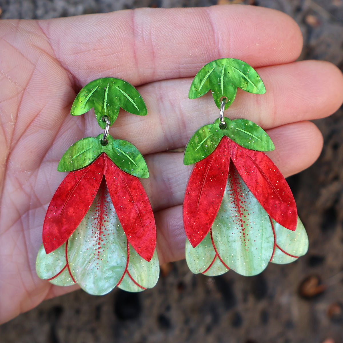 Qualup Bell Native Flower Acrylic Earrings