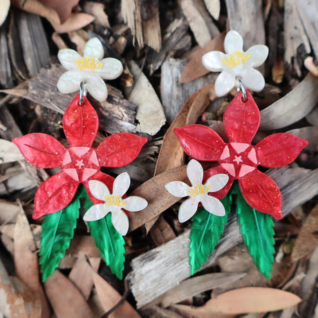 Christmas Bush Native Flower Acrylic Earrings