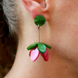 3D Pink Flower Acrylic Dangle Earrings