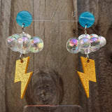 Stormy Cloud and Lightning Bolt Acrylic Earrings