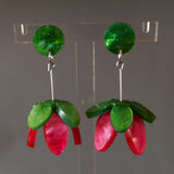 3D Pink Flower Acrylic Dangle Earrings