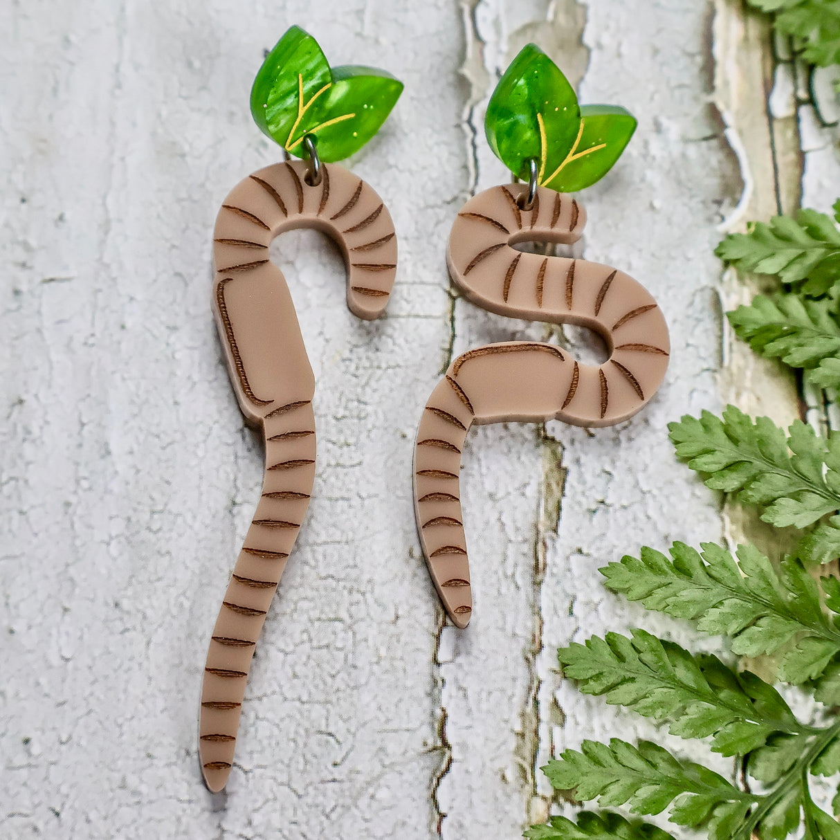 Brown Earthworm Earrings