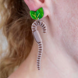 Brown Earthworm Earrings