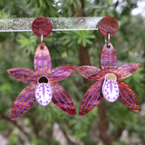 Black Orchid Native Flower Acrylic Earrings