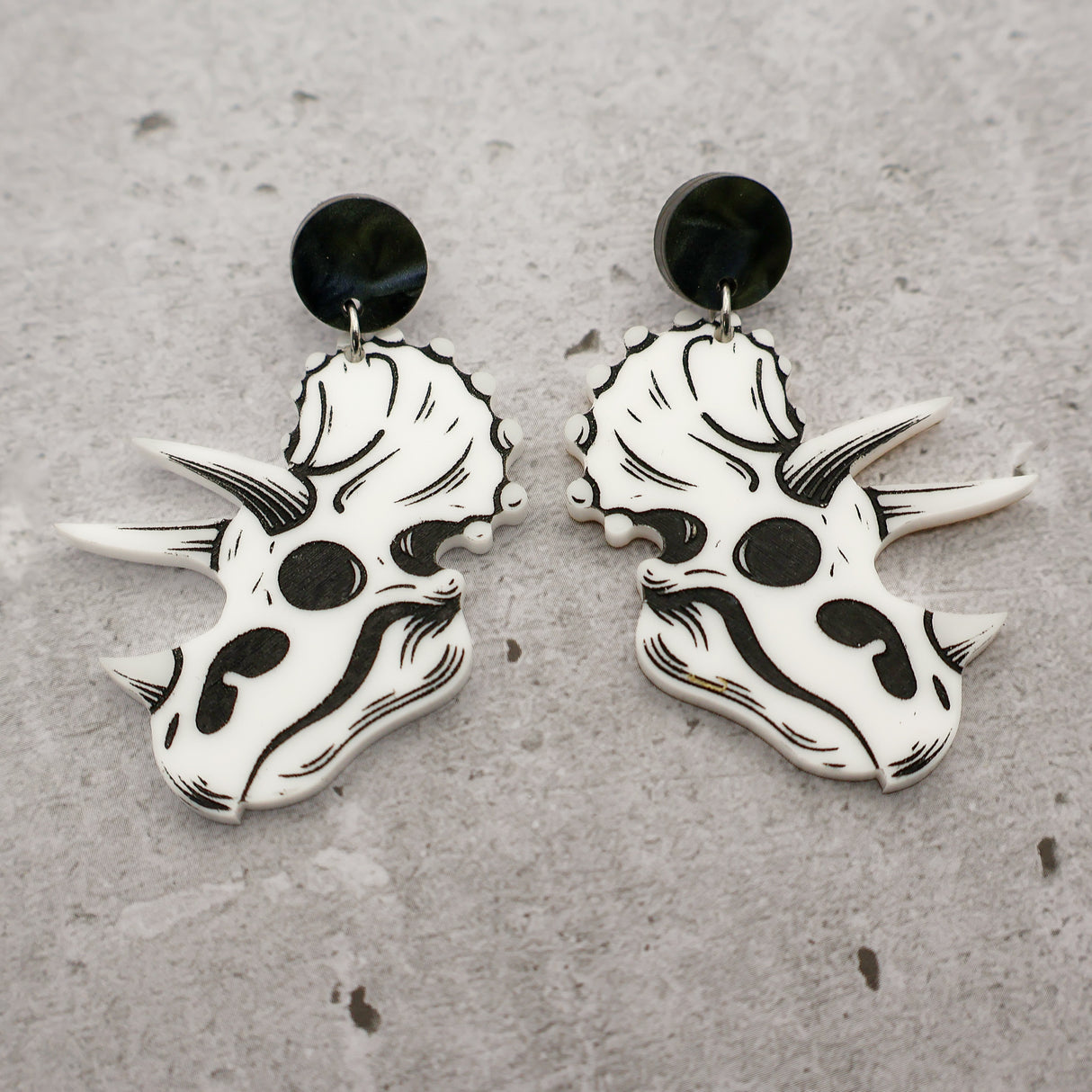 Triceratops Skull Acrylic Earrings