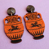 Amphora jar earrings angled view