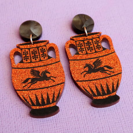 Amphora jar earrings angled view