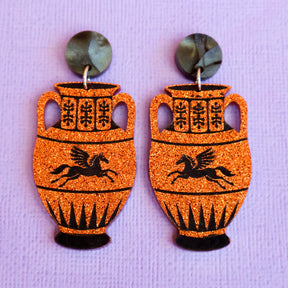 Amphora jar earrings closeup