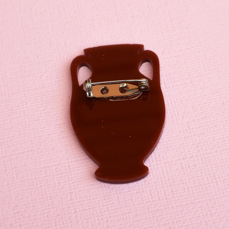 Ancient greek amphora jar brooch back view