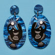 Anglerfish earrings viewed closeup