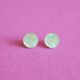 Acrylic Apple green studs closeup