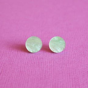 Acrylic Apple green studs closeup