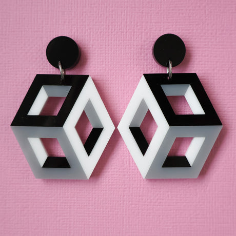 Statement Geometric Cube Earrings
