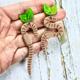 Brown Earthworm Earrings