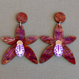 Black orchid earrings front view