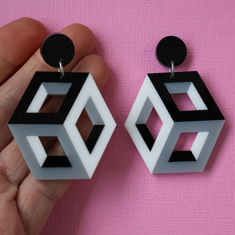Statement Geometric Cube Earrings