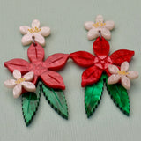 Christmas bush earrings angled view