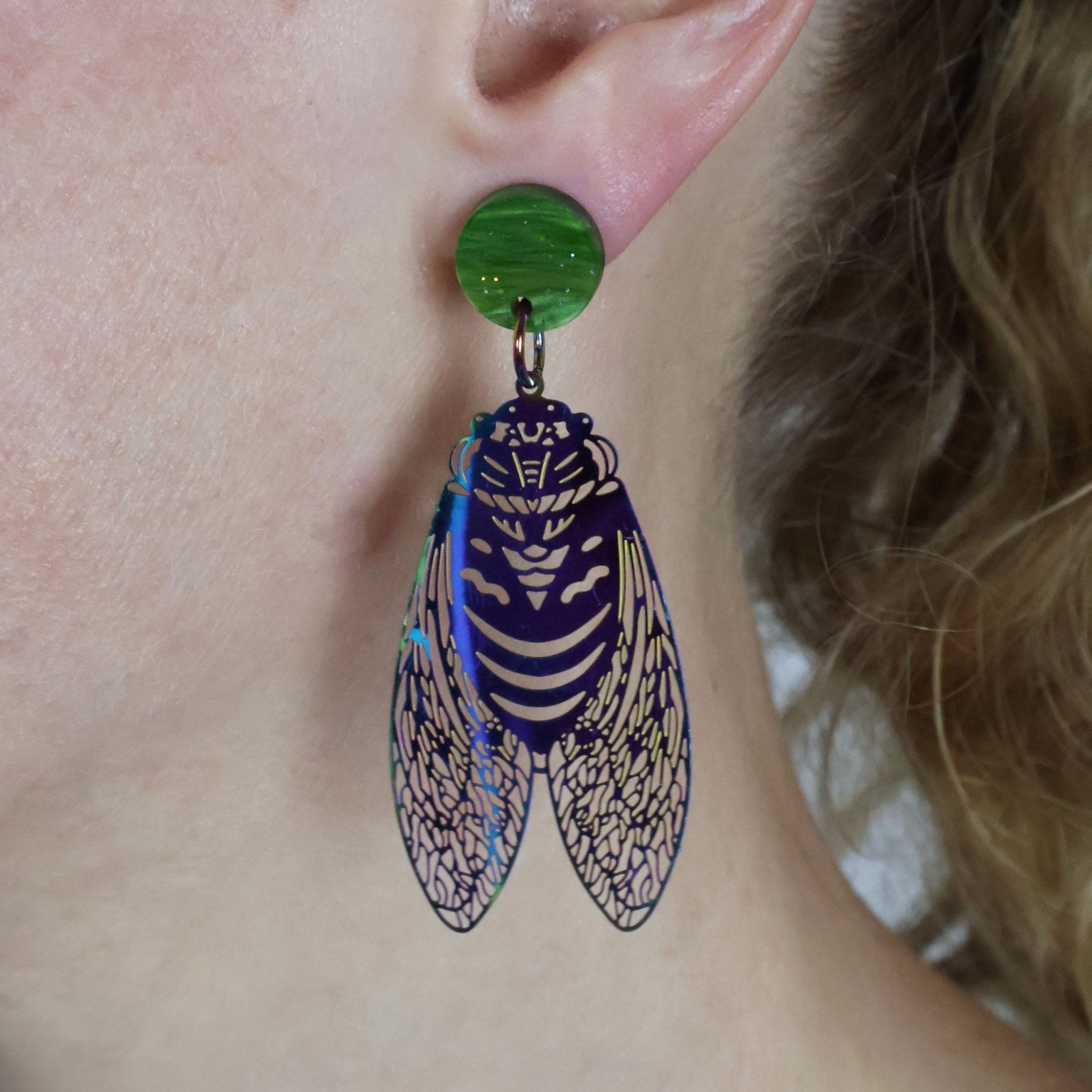 Rainbow Cicada Dangle Earrings – Oh Pluto