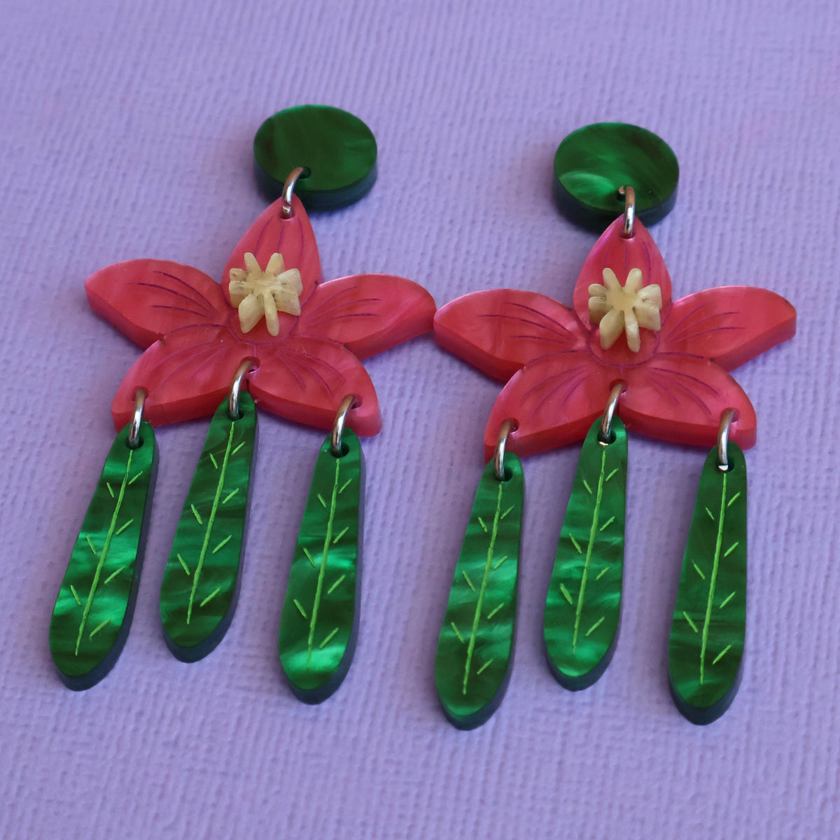 Crowea dangle earrings side view