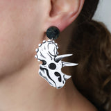 Triceratops Skull Acrylic Earrings