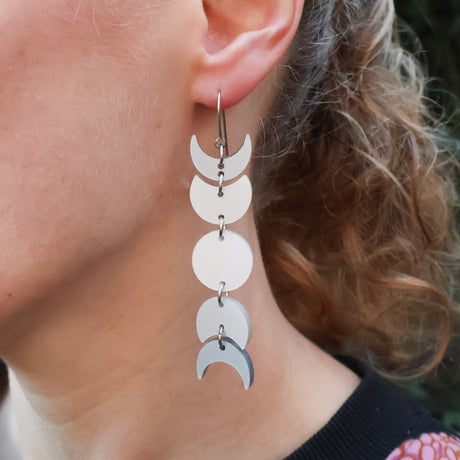 Acrylic Statement Moon Phase Drop Earrings