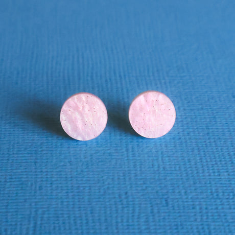 Round Fairy floss studs closeup