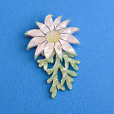 Flannel flower brooch closeup view