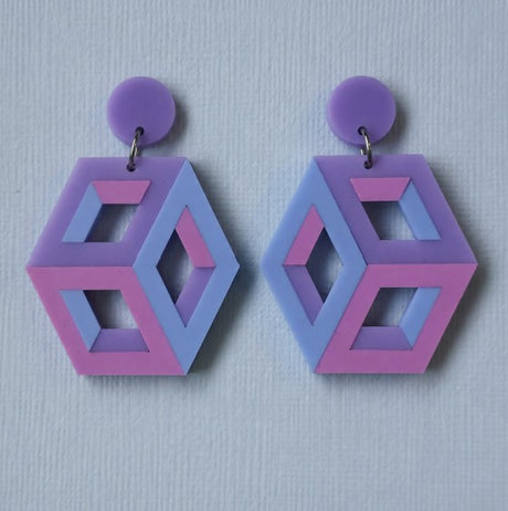 Statement Geometric Cube Earrings