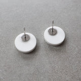 White round stud earrings with stainless steel posts 