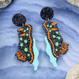 Laser cut acrylic nudibranch earrings,closeup.