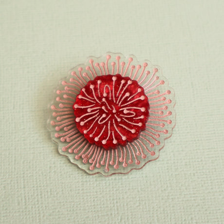 Pincushion Hakea brooch closeup