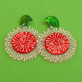 Pincushion Hakea earrings closeup