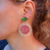 Pincushion Hakea earrings modelled