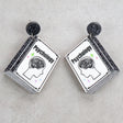 Book shaped acrylic earrings with 'Psychology' title. 