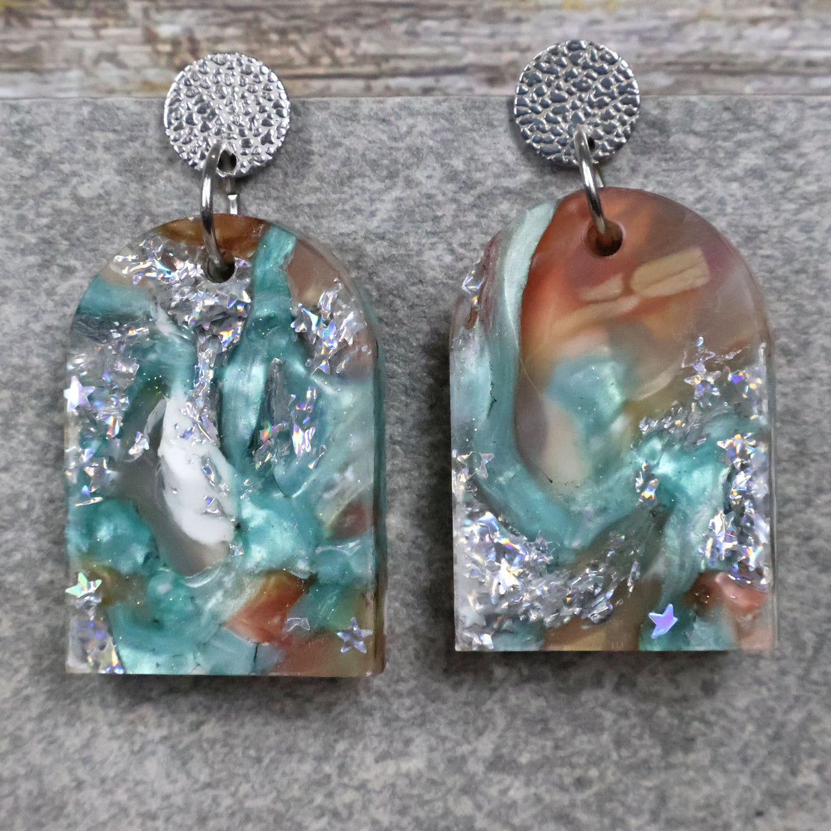 Recycled Acrylic Earrings 'Celestial Tide' Collection. Pair 4