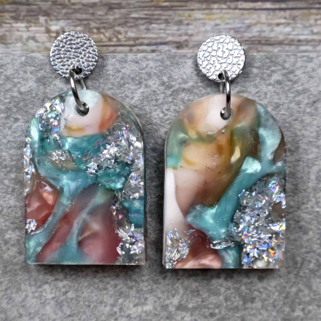 Recycled Acrylic Earrings 'Celestial Tide' Collection. Pair 5