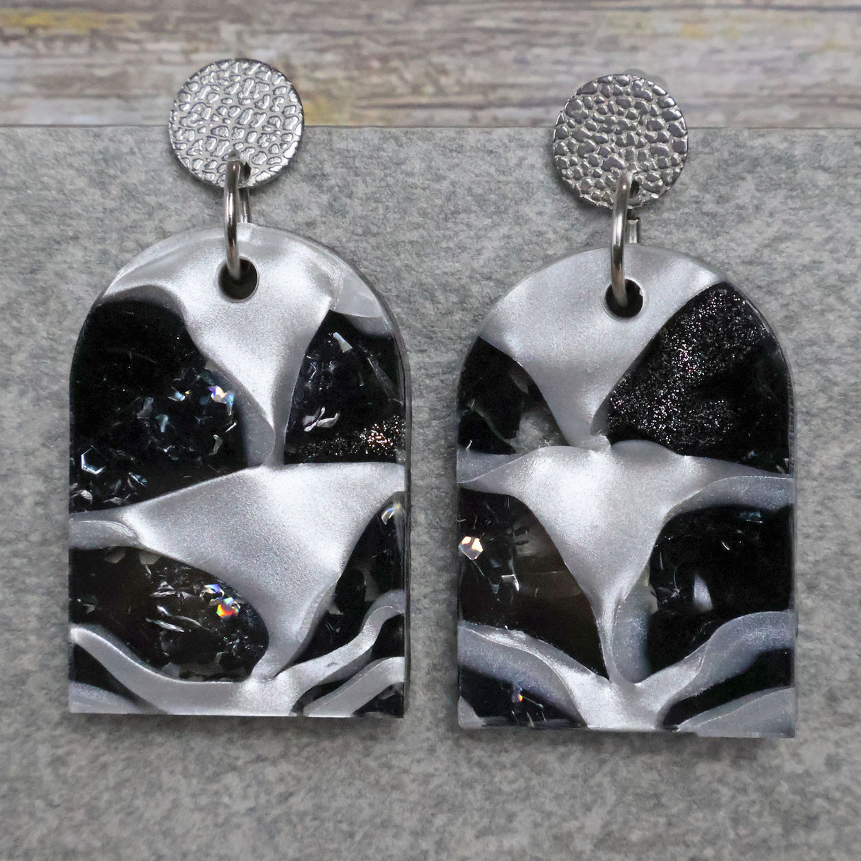 Recycled Acrylic Earrings 'Lunar Edge' Collection. Pair 05