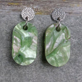 Recycled Acrylic Earrings 'Green Ripple' Collection. Pair 04