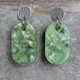 Recycled Acrylic Earrings 'Green Ripple' Collection. Pair 05