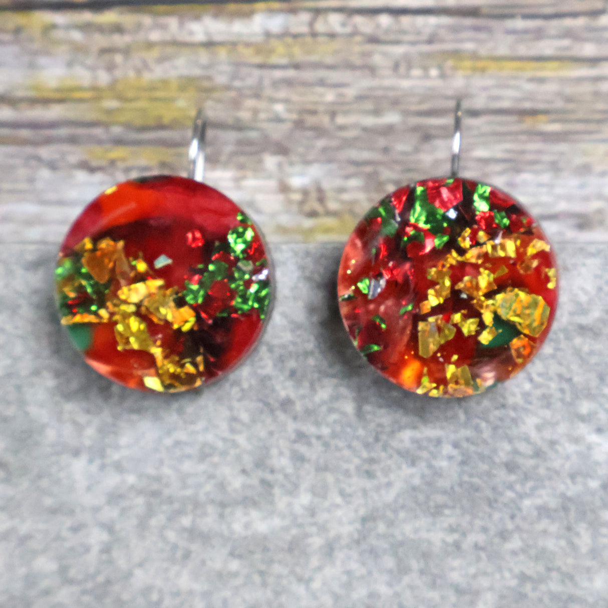 Recycled Acrylic Christmas Earrings 'Jingle Bells' Collection. Pair 09