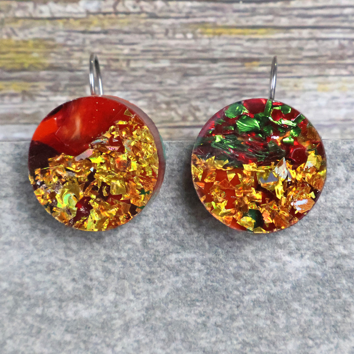 Recycled Acrylic Christmas Earrings 'Jingle Bells' Collection. Pair 12