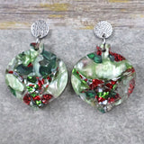 Recycled Acrylic Christmas Earrings 'Green Xmas' Collection. Pair 05