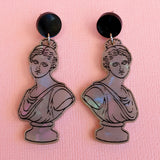 Roman bust earrings closeup