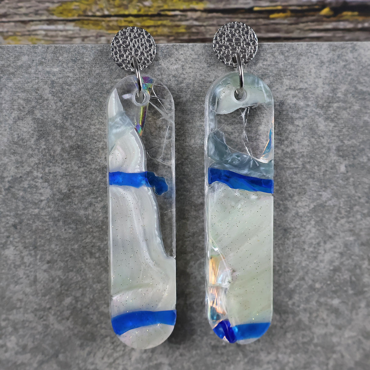 Recycled Acrylic Earrings 'Aurora Shards' Collection. Pair 9