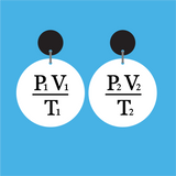 Pair of white round equation dangle earrings with 'P1V1/T1' and 'P2V2/T2 text in black, and with black earring toppers. 