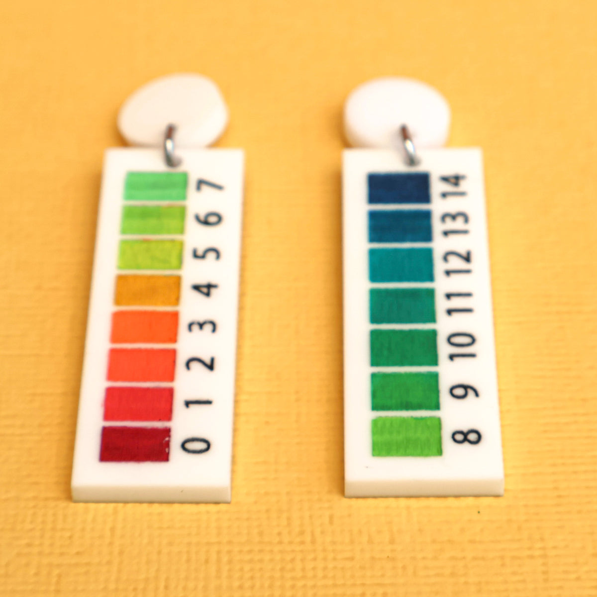 pH indicator earrings angled view