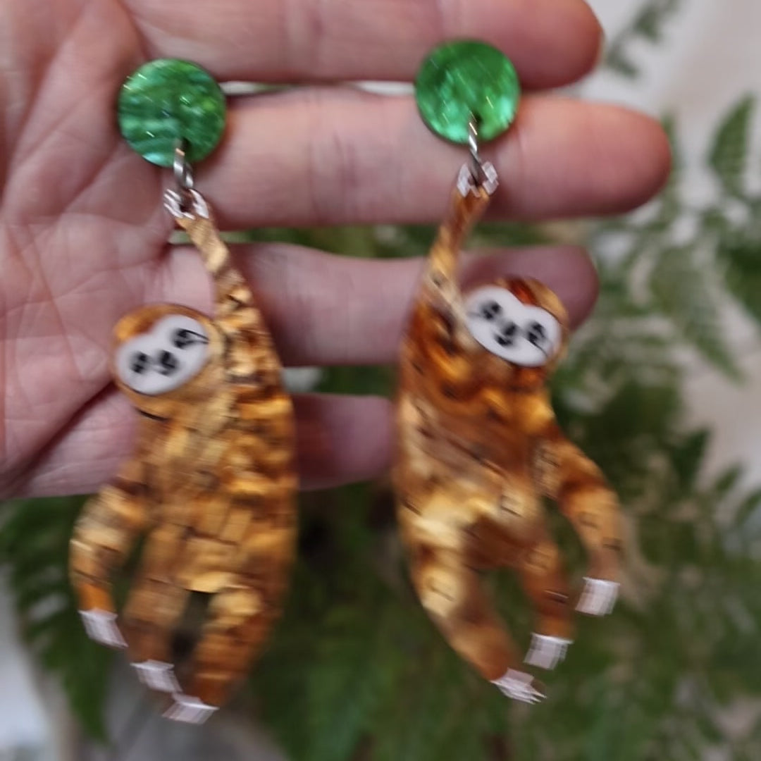 Hanging Sloth Acrylic Earrings