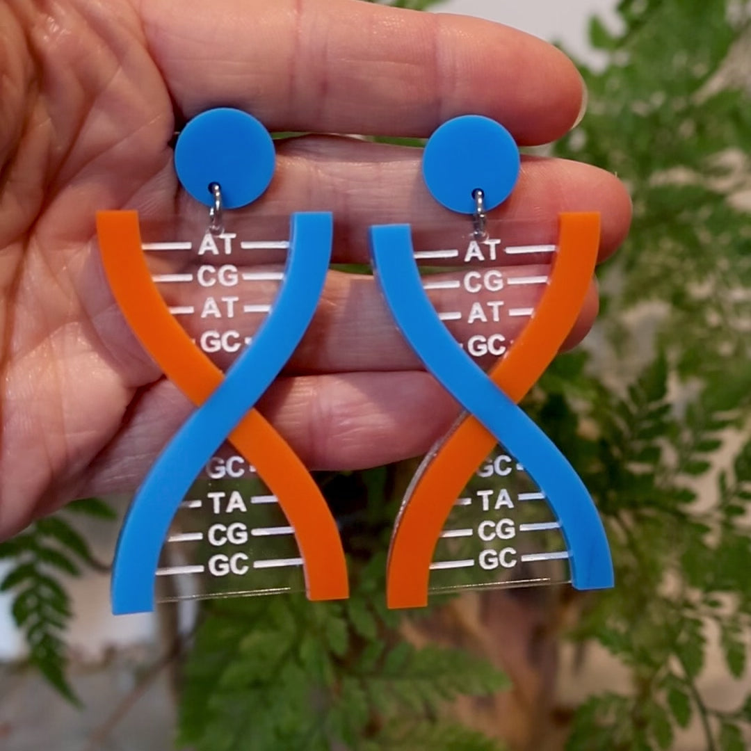 Closeup Video of Acrylic DNA earrings by Oh Pluto