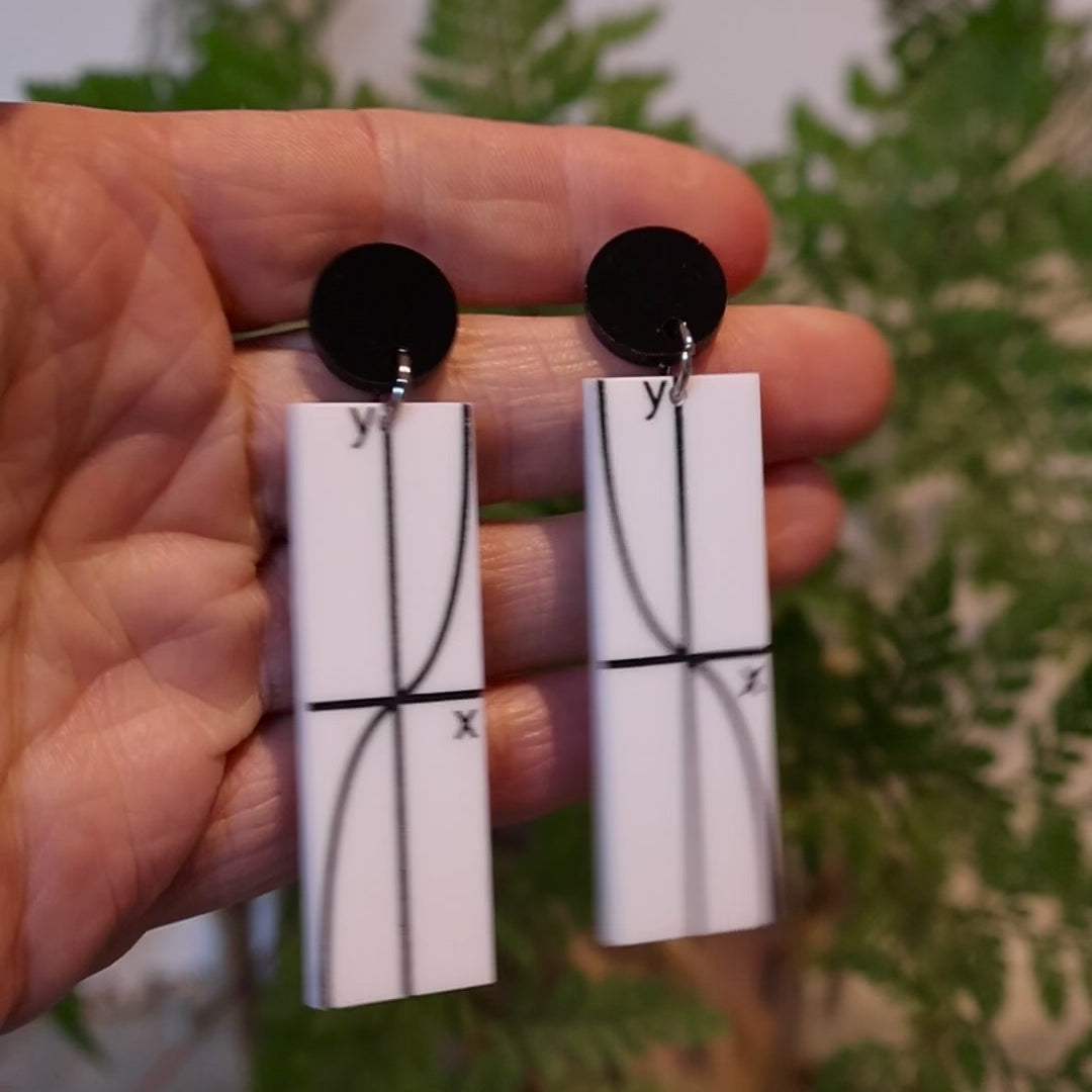 Closeup Video of Acrylic tan graph earrings by Oh Pluto