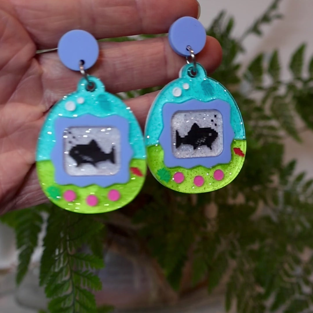 Virtual Pet Shark Earrings
